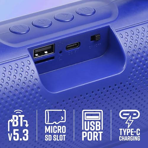 Image of ZEBRONICS Sound Feast 40 Portable Bluetooth Multimedia Speaker, 8 Watts, Dual 5.2cm Drivers, Passive Radiator, Upto 10 Hours Playback, BTv5.3 | USB | mSD |TWS, Call Function, Deep Bass (Blue)