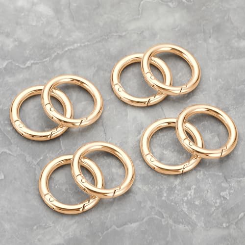 Image of Gkeygo Key Ring Clip, 4 /5 Inch Keychain Rings, 8 Pack Round Carabiner Clip for Keys, Buckle, Bags, Purses - Key Chain Hooks Replacement Keychains Lanyard DIY Crafts, Light Gold
