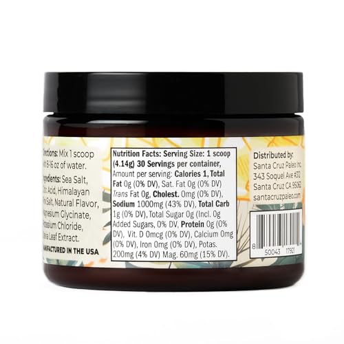 Image of Santa Cruz Paleo Electrolyte Powder, Lemonade Flavor, Sugar Free Hydration Drink Mix with Himalayan Pink Salt, Sea Salt, Magnesium Glycinate, Potassium Chloride, Sweetened with Stevia, 30 Servings