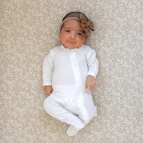 Image of Crib Sheets Neutral - Fitted Baby Crib Sheets Bed for Girl Boy - 2 Pack Standard & Toddler Mattress (Poppy Fields) - Buttery Soft Organic Cotton Blend
