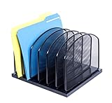 Metal Desktop File Organizer, 6 Vertical Compartment Metal Mesh Organizer, Perfect for home or office organization, Stores binders, folders,letter files, papers, books, and more