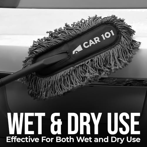 Image of CAR101 Daily Use Twisted Loop Microfibre Car Duster | Microfibre Bristles | Scratch-Free Cleaning | Ergonomic Grip Handle | Reusable Car Cleaning Brush | Easy Dust Removal for Car & Bike - Grey
