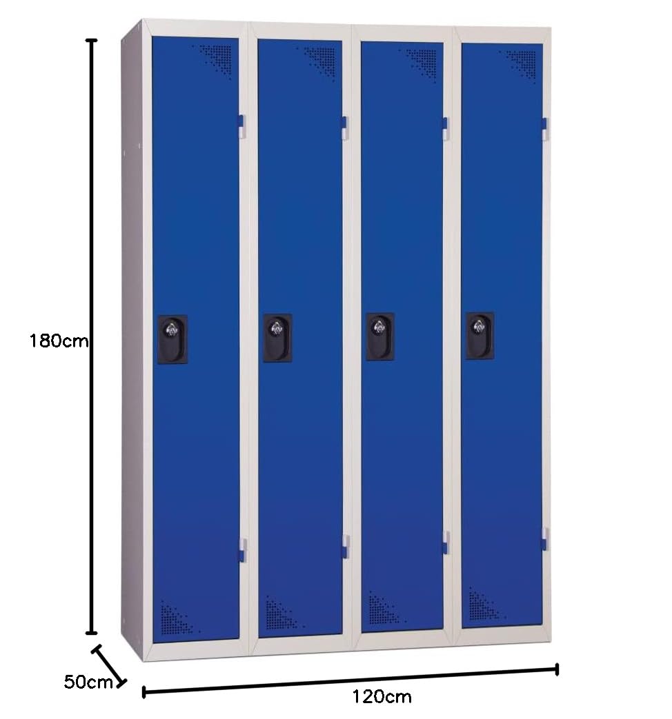 Vestiaire Industrie Propre - Monobloc - Bleu - 4 colonnes - Largeur 120cm