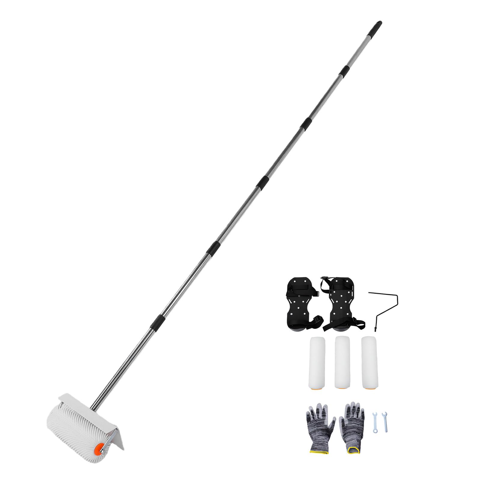 Asixxsix Kit Rullo di Vernice per Dipingere le Pareti della Casa | Rullo Chiodato da 23 Cm, 3 Rulli per Vernice, 3 Scarpe Chiodate, Supporto per Spazzola a Rullo