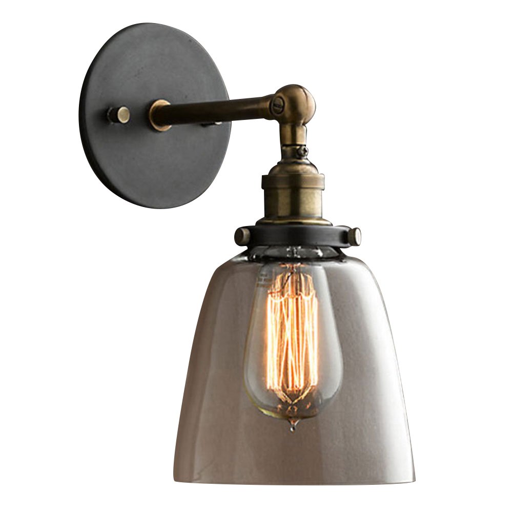 Vintage industriale Rame Vetro paralume della lampada da parete Bowl Forma di fumo