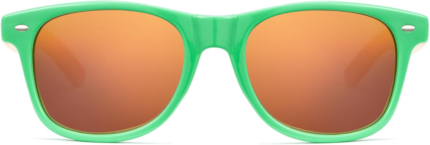 Cyxus Wooden Sunglasses for Men Women Polarized UV Protection Bamboo Frame Mirrored Gift 1109