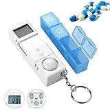 CozyCabin Digital Pill Box Timer Reminder, 7-Day Travel Pill Container Dispenser Medicine Organizer with Alarm (Blue)