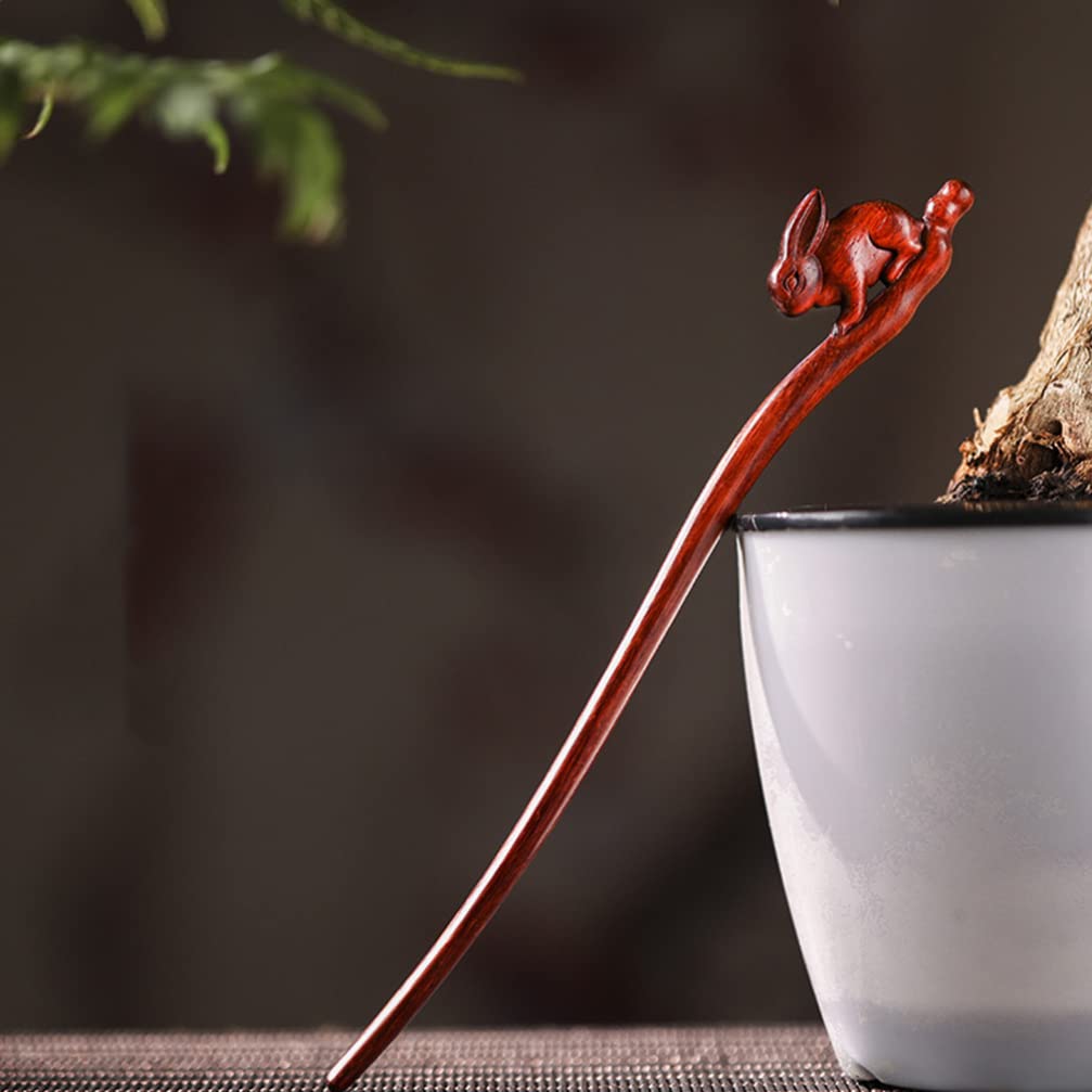 ABOOFAN Vintage Hair Stick Rabbit Shaped Hair Chopstick Wood Antique Hair Clip Hanfu Hairpins Retro Head Accessory for Hair Styling Tool Chinese New Year Gift : Beauty & Personal Care