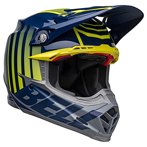 BELL Moto-9S Flex Helmets (Sprint Matte Gloss Dark Blue Hi-Viz Yellow - Medium)