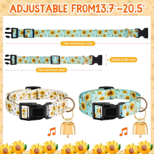 Image of Talltalk 2 Pack Goat Collars with Bells Grazing Copper Bell and Adjustable Nylon Collar Set Loud Bronze Bell for Farm Sheep Cow Sheep Dog Accessories Goat Owner Gift(Sunflower)