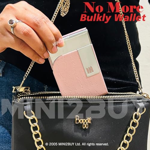 Image of Engraved Your Name Customized On Vertical Card Holder -Luxurious Unisex Design-RFID Blocking Stainless Steel 1 x 10 x 6 cm for Credit|Debit|ATM|Business Visiting Corporate Gift (Pink-PTI)