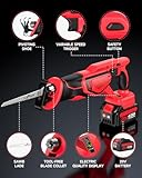 XIAZIR Reciprocating Saw, Enhanced 3500 SPM Low Noise Brushless Motor, High-Performance 2 * 21V 4.0 Ah Batteries Extended Standby, 8 pcs Versatile Alloy Steel Blade Set Easily Cut Through Wood, Metal - Image 7