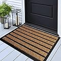 Extra durable striped doormat outdoor - Rubber doormat indoor - Non-slip waterproof doormat rug (30 x 17) - Back and front door mat - Easy clean entrance door mat - Inside/Outside doormat - Welcome