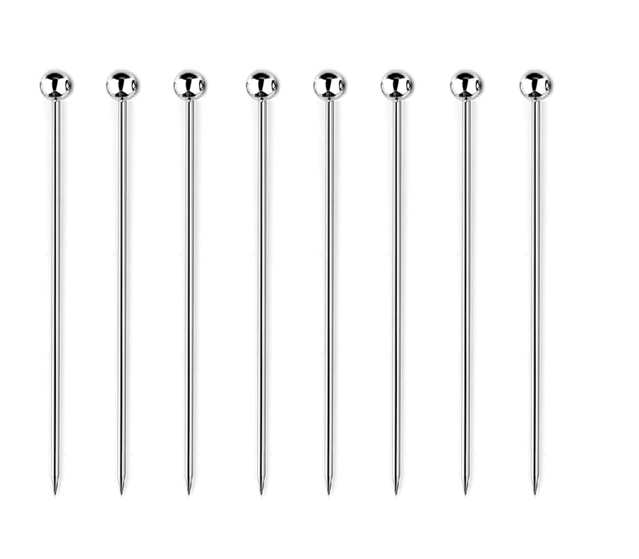 NJ Cocktail Picks 304 Stainless Steel Martini Olive Skewers Reusable Sticks Starter Toothpicks Fruit Stick, Perfect for Party Home Bar - 4.3 Inches: 8 Pcs-image-36