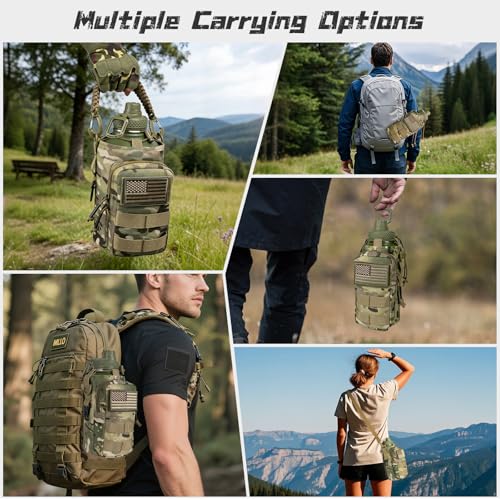Image of Half Gallon Water Bottle with Sleeve - 64 oz Insulated Water Jug with Handle Tactical Stainless Steel Sports Water Bottle with Strap for Gym Workout Hiking Camping Camo Pouch
