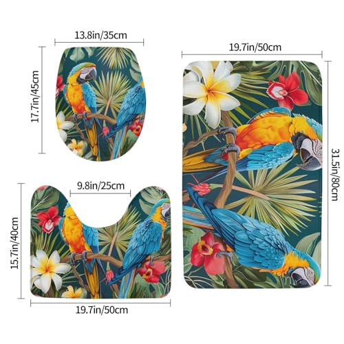 Tapis de bain de qualité supérieure en flanelle imprimé perroquets
