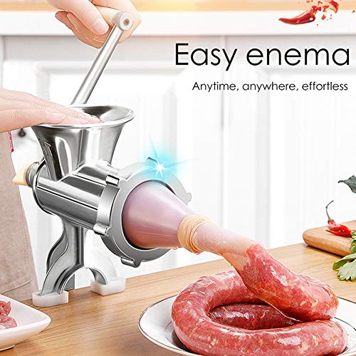 YIYU Manual Meat Grinder Hand Operated Aluminum Alloy Food Processor Multifunction Meat Grain Grinder Sausages Maker Wheat Grinder Kitchen Tools with Tabletop Clamp (L, Silver) - Thumbnail 4