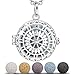 INFUSEU Aromatherapie Halskette, Ätherisches Öl Medaillon Anhänger Kette, Angst Halskette für Frauen, Öldiffusor Schmuck mit 5 Stück Lava Rock Steinen und 61cm Kette