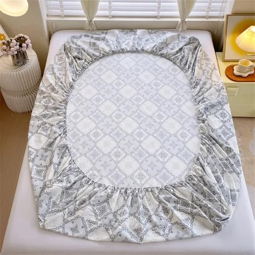 Drap housse imprimé doux linge de lit coton couvre-lit queen size - 7