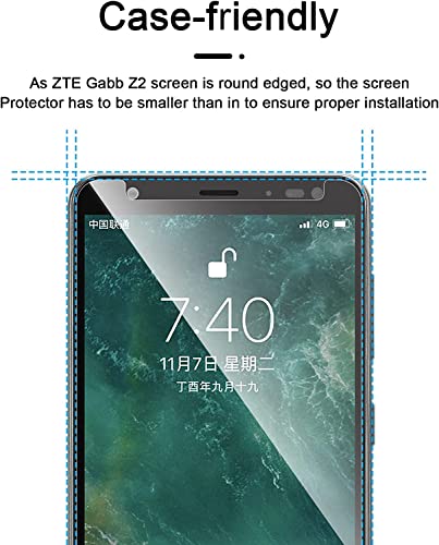 Coolpow 【3-Pack】 Screen Protector For Zte Avid 579/Zte Gabb Z2 Screen Protector, Zte Gabb Z2 Screen Protector Tempered Glass 9H Hardness, Bubble Free, Anti-Scratch, Hd Clarity, Case Friendly #TOP4