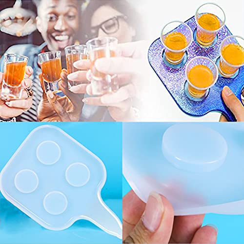 DIYBravo 5 pcs Wine Glass Tray Moulds Whiskey Glass Holder Resin Molds Wine Rack Epoxy Casting Mould Cup Serving Tray Silicone Mould for DIY Wine Glass Tray Bar Party Home Decor (5 Moulds) - Image 2