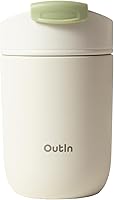 Vista 1 de OutIn Travel Tumbler, Outdoor Insulated Coffee Tumbler with Leak-Proof Flip Lid, 12 oz Stainless Steel Mug for Hot & Cold Drinks Sand White