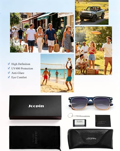 Image of Joopin Square Sunglasses Polarized UV Protection, Trendy Acetate Sun Glasses for Men Women Driving Beach