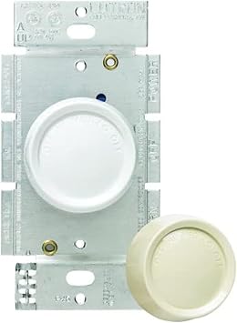مروحة دوارة للتحكم في السرعة FSQ-2FH-DK من Lutron Electronics، مزودة بمقبض أبيض ومقبض عاجي