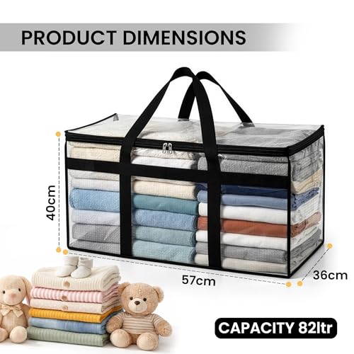 Image of Storite 2 Pack Transparent Storage Bag 82L Trans.Checks-57x40x36cm