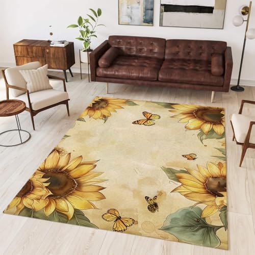 Tapis de sol antidérapant de qualité supérieure avec motif floral tournesol - 5