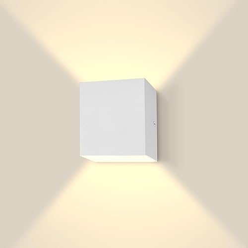 Miniatura 1 de LUXRITE Aplique de pared cuadrado LED arriba y abajo, metal, 5CCT 2700K  3000K  3500K  4000K  5000K, moderna lámpara de pared para interiores y