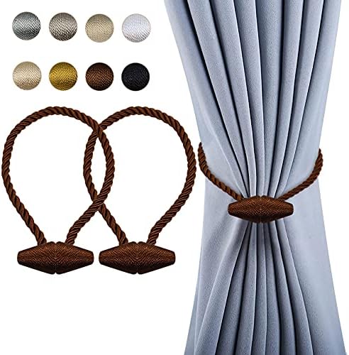 Hion Magnetic Curtain Tiebacks Black 2 Pack, Curtain Tiebacks Buckles Holdbacks Holders Hooks Clip for Home Bedroom Office Decorative Thick or Thin Curtain