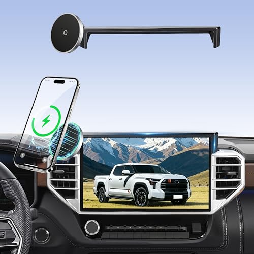 Image of Phone Holder for for Toyota Tundra (2022-2025 2026, 14 Inch) / Toyota Sequoia (2023-26), MagSafe Car Mount Charger,Magnetic Holder,15W Wireless Charging,360 & Hands Free,3rd Gen Tundra Car Gadgets