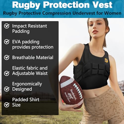 Dialudon Women's Impact Chest Rib Protector Padded Compression Vest for Youth Soccer Basketball Football Rugby Softball Size M