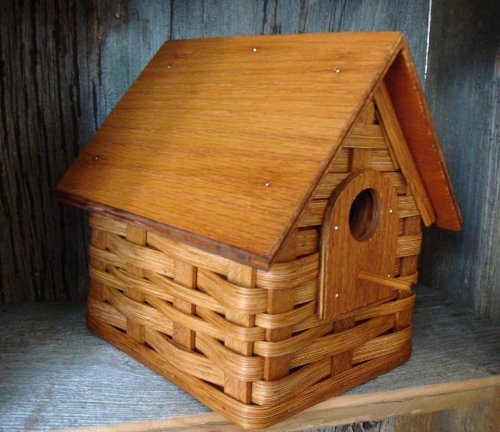 Birdhouse - Basket - Woven - With Wood Roof Amish Handmade. Functional For Birds Or Decorative For Your Country Rustic Decor #TOP2