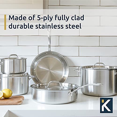 Kitchara 18/10 Stainless Steel Cookware - Non Toxic, 5 Ply & Fully Clad Stainless Steel - Professional Chef Quality 10 Piece Pot And Pan Set With Frying Pans, Saucepans, Saute Pan, And Stockpot #TOP1