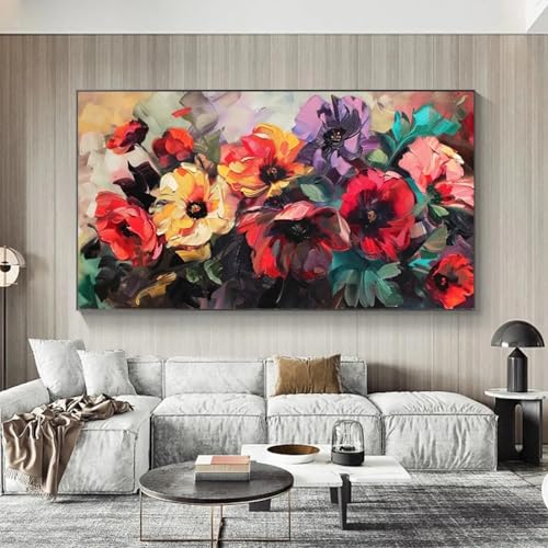 Toile de fleurs colorées pour créer un salon accueillant et moderne
