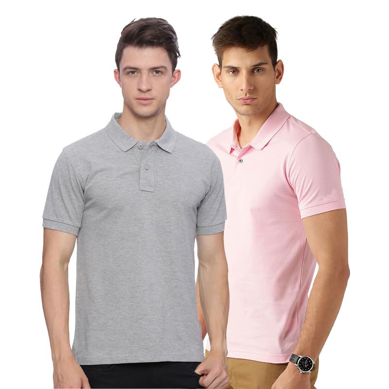 Cotton Blend Polo Tshirt-Pack of 2 (JV16_Polo_C2_GYPK_38)_PT-image-40