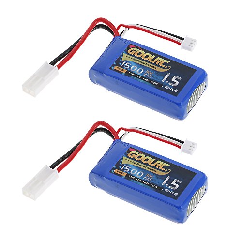 Goolsky 2pcs GoolRC 7,4V 1500mAh 30C Mini Tamiya Plug LiPo Batterie pour Feilun FT009 GC001 RC Bateau