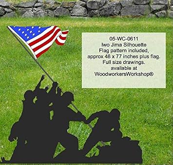 WoodworkersWorkshop Woodworking Plan to Make an Iwo Jima Silhouette with Bonus Flag Not A RTA Kit