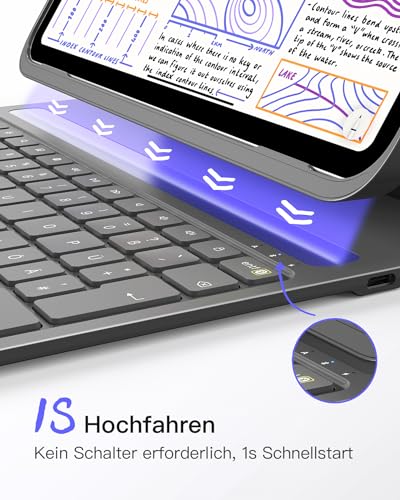 Inateck Hülle mit Tastatur für iPad 11(A16)/10. Gen, Ultraleicht 427g – Ansicht 4