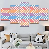 SIGNWIN 5 Panel Canvas Wall Art Modern Art Contemporary Dramatic Geometric Mixed Media Multicolor Patterns for Home Decorations Ready to Hang - 60