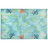 Homefires Ocean Bubbles Machine Washable Blue and Green Area Rug Size 20" x 30"