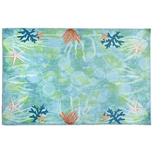 Homefires Ocean Bubbles Machine Washable Blue And Green Area Rug Size 20" X 30" #TOP29
