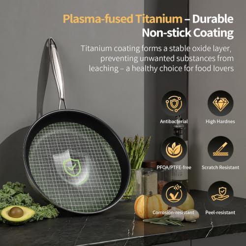 3pc Non Stick Frying Pans Stainless Steel Frying Pan Set 8"+10"+12" - Image 5