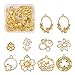 Bestewelry 36Pcs 9 Style Alloy Open Back Bezel Pendant Flower Theme Charms Zinc Alloy Frame Pendants Hollow Resin Frames Golden with Loop for Resin Making