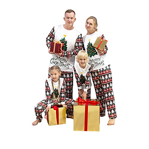 Photo 1 of ALVABABY Christmas Family Matching Pajamas Sets Holiday Sleepwear for Adult Couple Women Men Xmas Pjs Long Sleeve Pajamas Women Medium 1white&green Christmas Trees