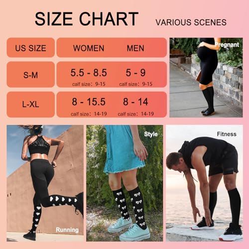 Image of Iseasoo 4 Pairs Compression Socks for Women Circulation-Best Support for Nurses,Running,Athletic,Travel