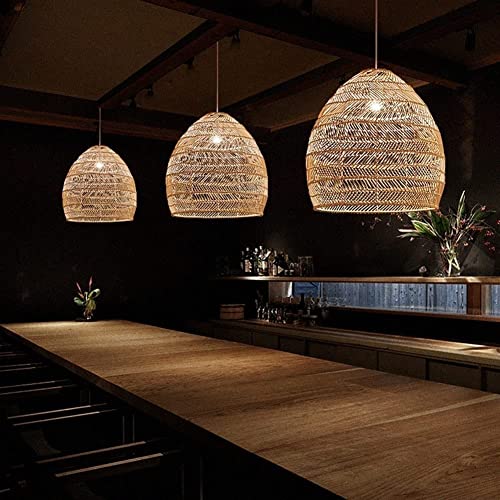 Chandelier en rotin fait à la main de 45 cm et métal suspendu pour restaurant et bar - 7