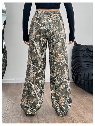 Girl's Baggy Camo Pants Straight Leg Drawstring Waist Causal Sweatpants Trousers with Pockets2